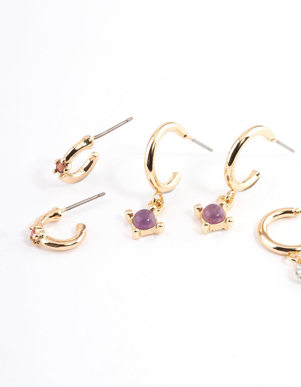 Gold Blue Lace Agate Stacker Earrings