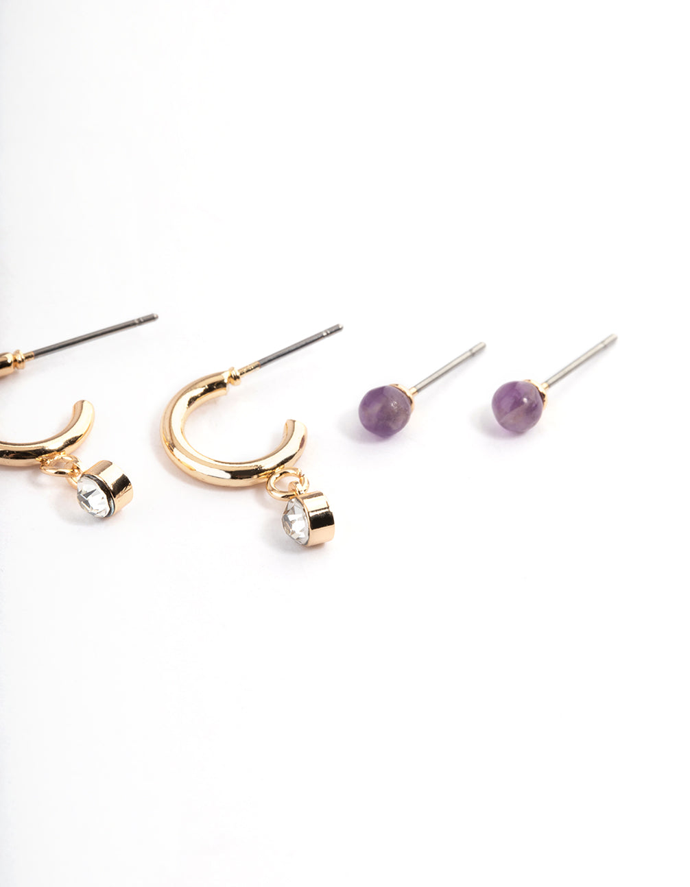 Gold Blue Lace Agate Stacker Earrings