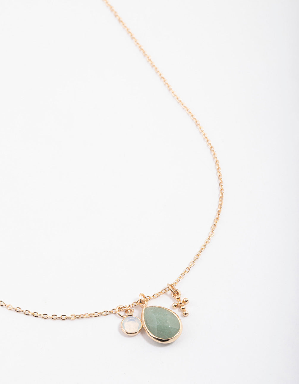 Gold Amazonite Tiny Cross Necklace