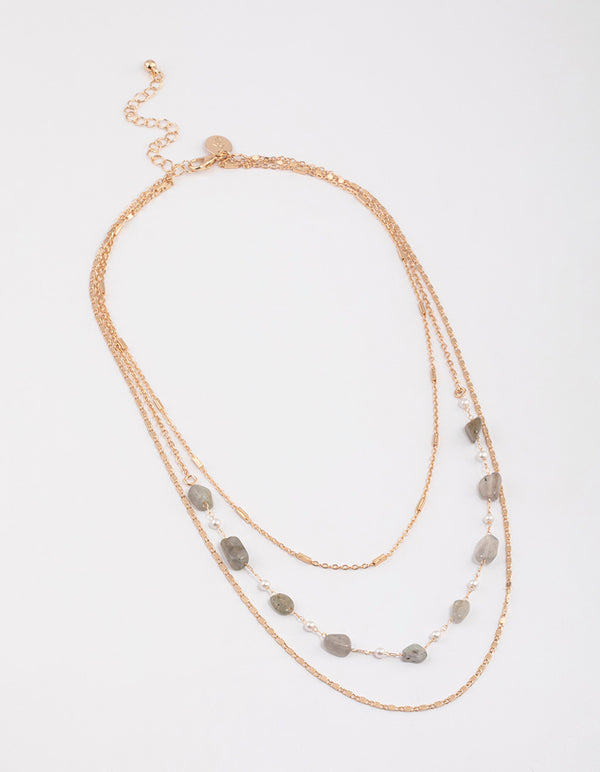 Gold Labradorite Multi Layered Necklace