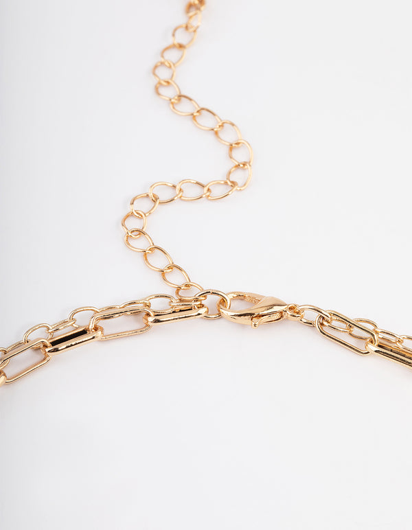 Gold Rhodonite Layered Charm Necklace