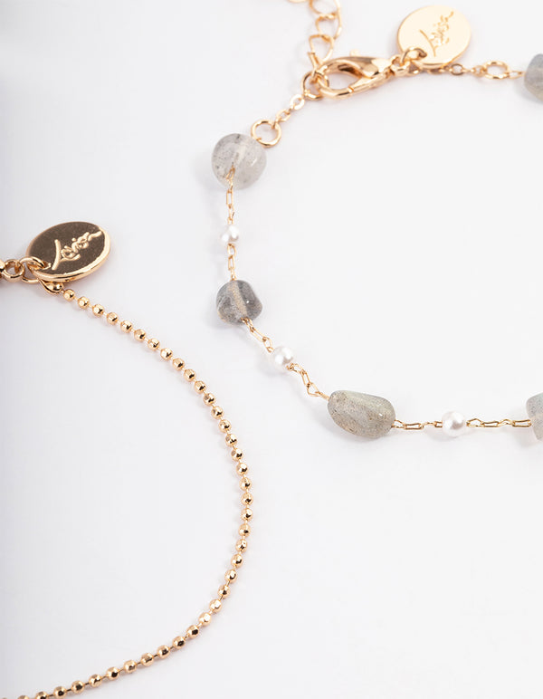 Gold Avneturine Multi Row Bracelet