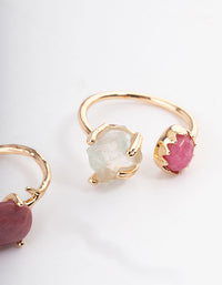 Gold Multi Three Stone Rings - link has visual effect only