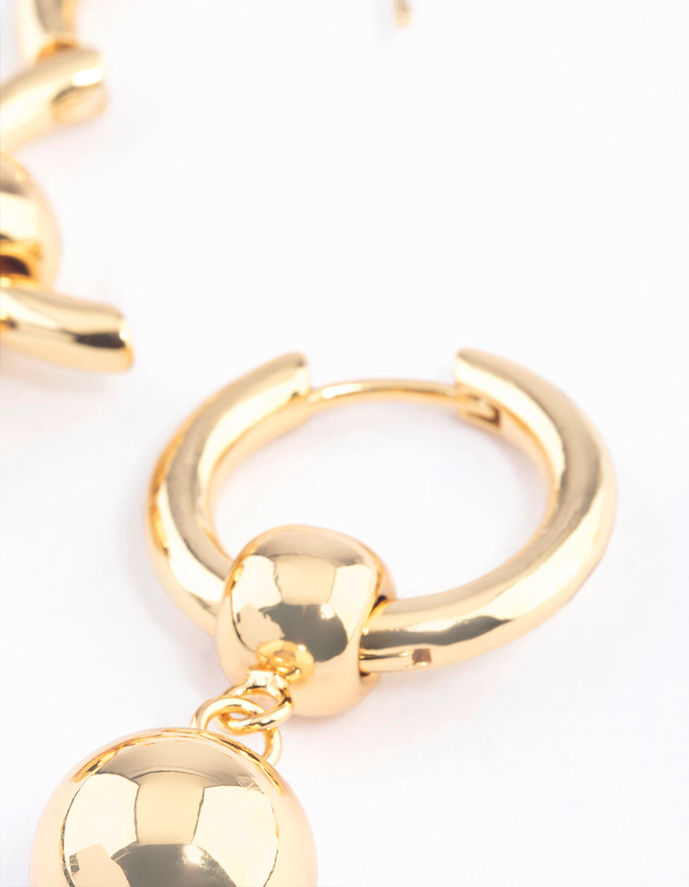 Gold Plated Brass Ball Drop Huggie Earrings