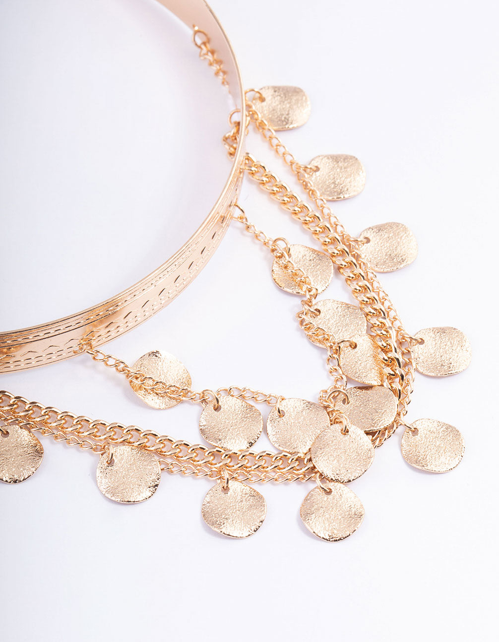 Gold Three Layer Dangle Arm Cuff