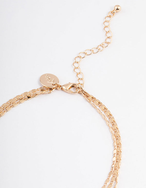 Gold Layered Heart Diamante Anklet