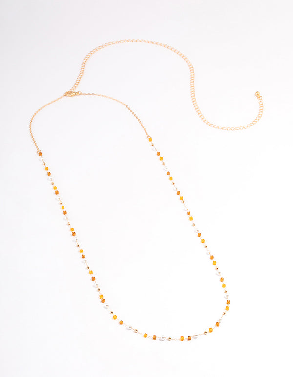 Gold & Orange Beaded Waist Chain