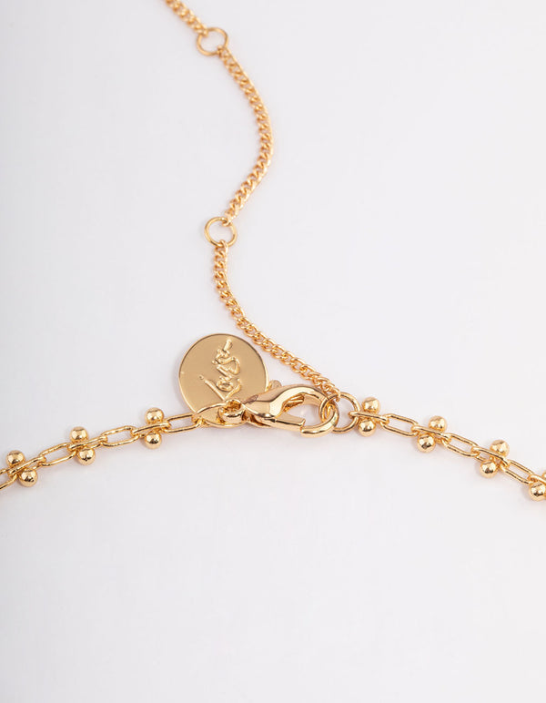 Gold Plated Detailed Heart Pendant Freshwater Pearl Necklace