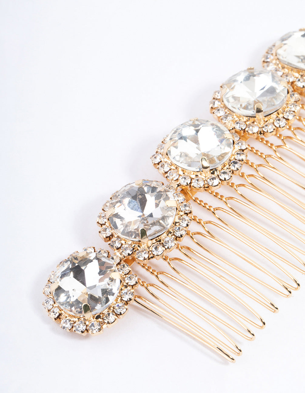 Gold Crystal Halo Jewel Comb