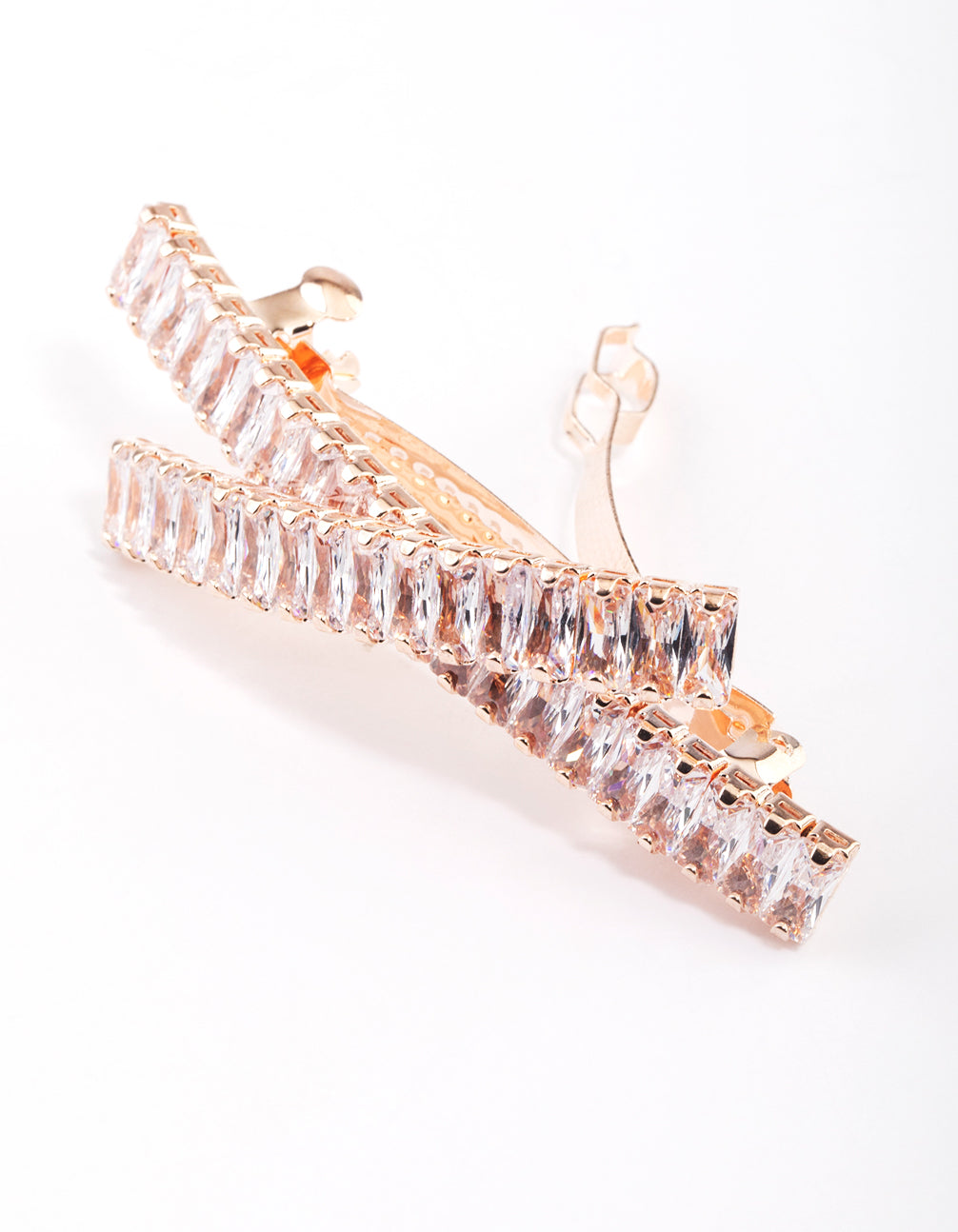 Rose Gold Cubic Zirconia Cross Celestial Hair Clip