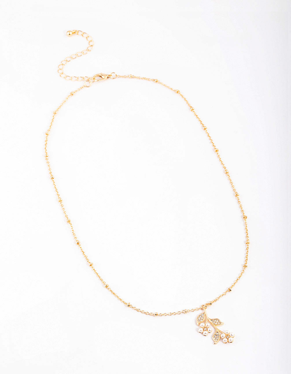Gold Station Pearl Flower Necklace