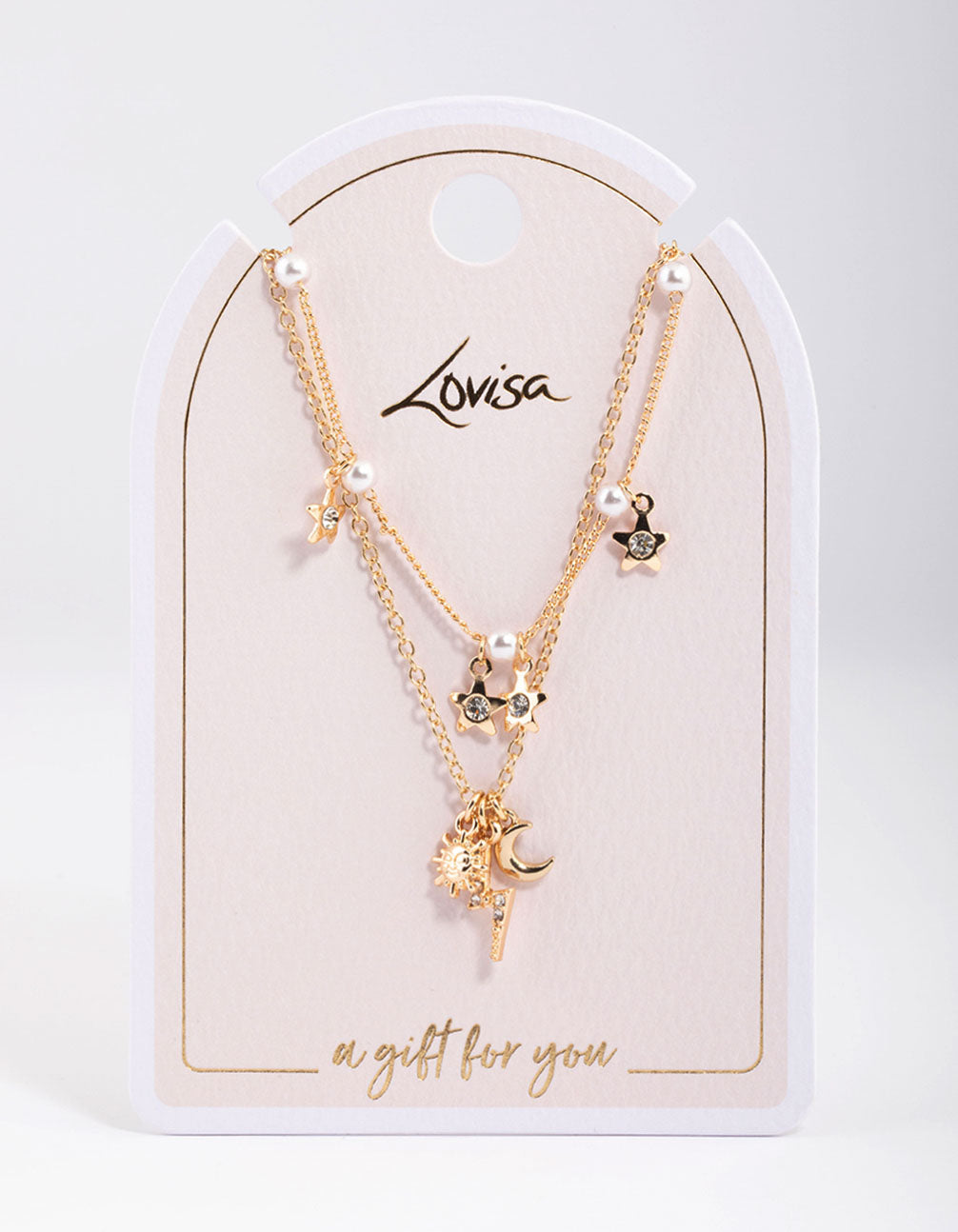 Gold Pearl & Celestial Layered Necklace