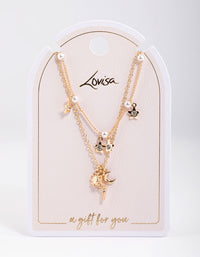 Gold Pearl & Celestial Layered Necklace - link has visual effect only