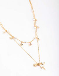 Gold Pearl & Celestial Layered Necklace - link has visual effect only