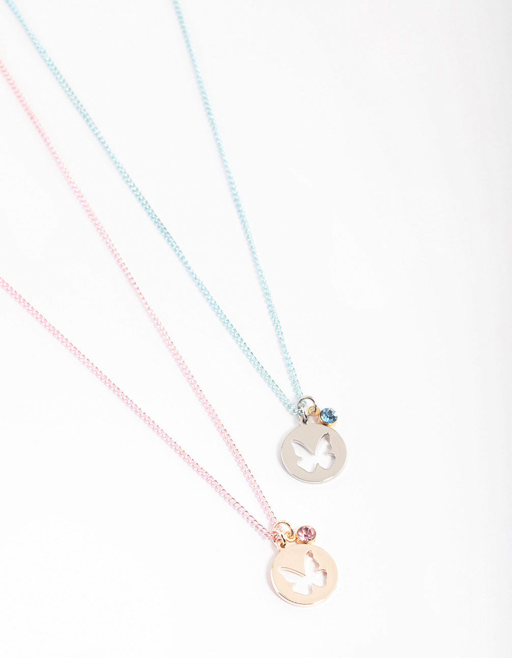 Mixed Metal Butterfly & Diamante Necklace Pack