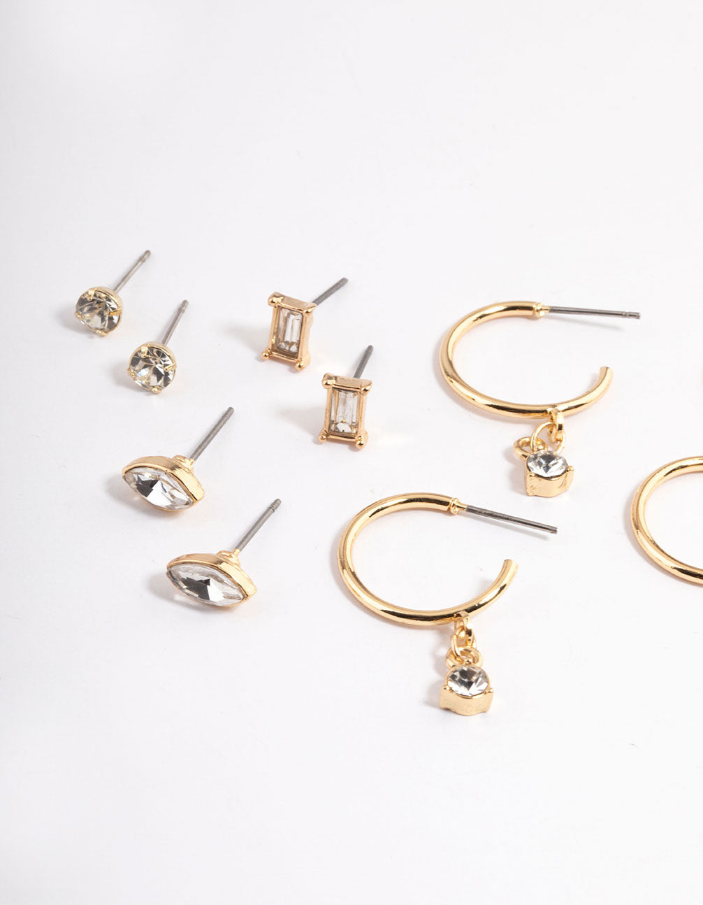 Gold Mixed Stone Stud & Hoop Earrings 8-Pack