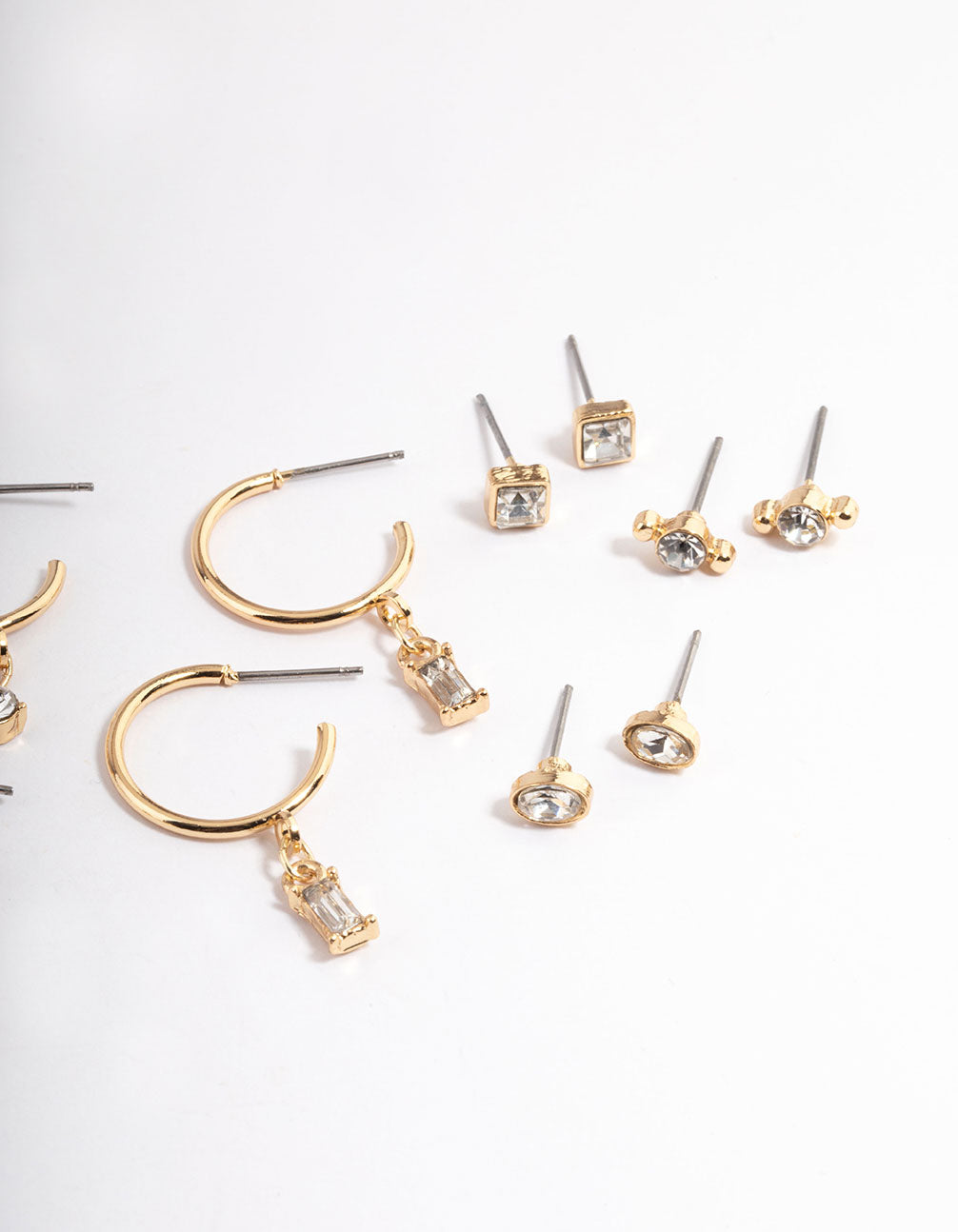 Gold Mixed Stone Stud & Hoop Earrings 8-Pack