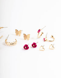 Gold Love & Peace Garden Earrings 8-Pack - link has visual effect only