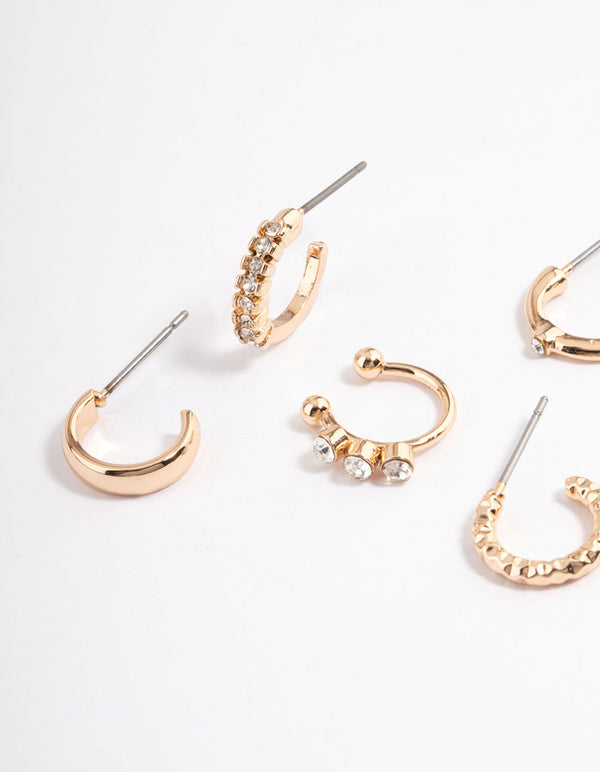 Gold Cute Marquise Stone Stack Earrings