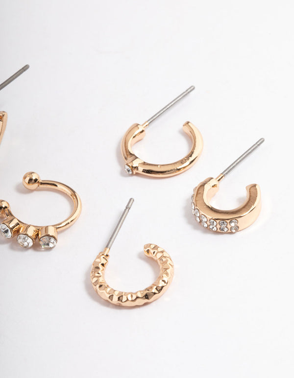 Gold Cute Marquise Stone Stack Earrings