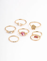 Gold Heart & Flower Ring Pack - link has visual effect only