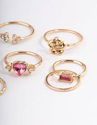 Gold Heart & Flower Ring Pack - link has visual effect only