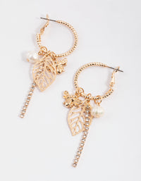 Gold Pearl Garden Cupchain Hoop Earrings - link has visual effect only