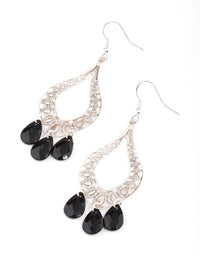Silver Open Ornate Pearl Drop Earrings - link has visual effect only