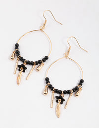 Black Beaded Feather Drop Earrings - link has visual effect only