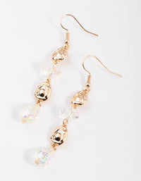 Gold Organic Beaded Drop Earrings - link has visual effect only