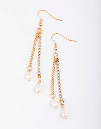 Gold Freshwater Pearl Cable & Cupchain Drop Earrings - link has visual effect only