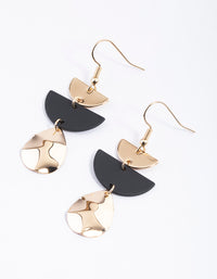 Black Semi-Circle Hammered Drop Earrings - link has visual effect only