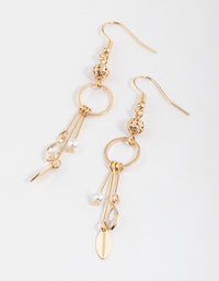 Gold Circle Mixed Drop Earrings - link has visual effect only