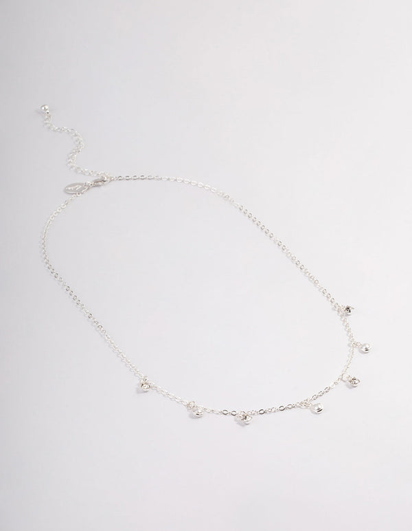 Silver Droplet Diamante & Pearl Necklace