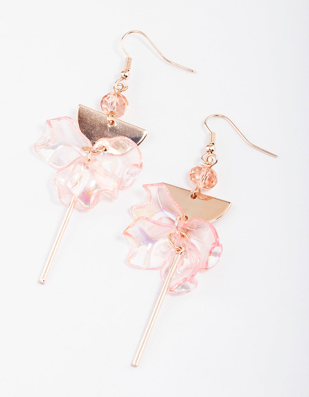 Blush Semi Circle Petal Drop Earrings