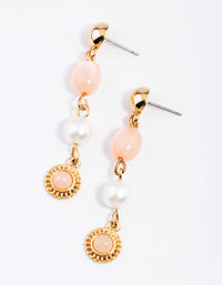 Gold Orngate Pearl & Stone Drop Earrings - link has visual effect only