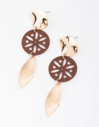 Brown Sand Disc Drop Earrings - link has visual effect only