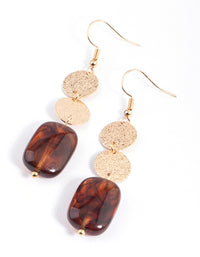 Brown Double Disc & Square Beaded Drop Earrings - link has visual effect only