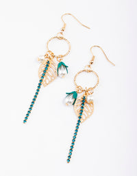 Green Circle Bead Cluster Drop Earrings - link has visual effect only