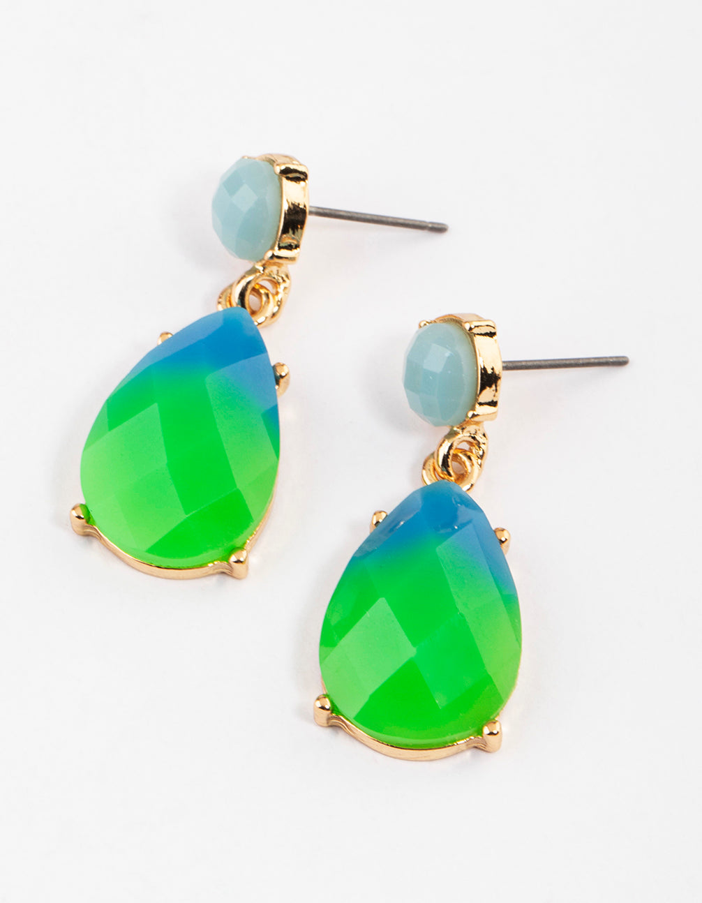Gold Round & Pear Ombre Drop Earrings