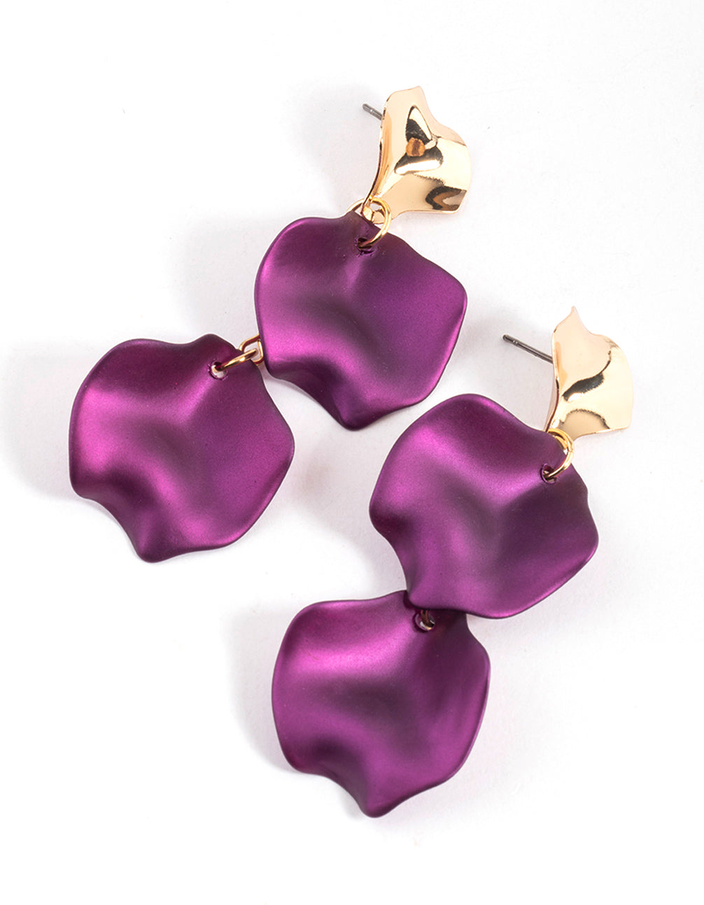 Purple Warp Double Petal Drop Earrings