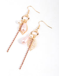 Blush Pearl Leaf & Cupchain Drop Earrings - link has visual effect only