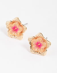 Cute Pink Frangipani Stud Earrings - link has visual effect only