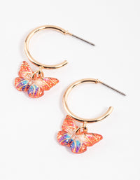 Red Enchanted Butterfly Huggie Earrings - link has visual effect only