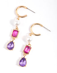 Purple Pearl & Mixed Stone Drop Earrings - link has visual effect only