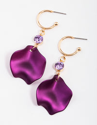 Purple Bead & Petal Huggie Earrings - link has visual effect only