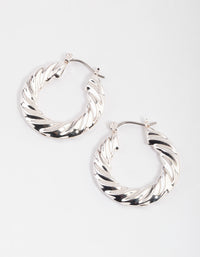 Silver Chubby Twist Hoop Earrings - link has visual effect only