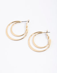 Gold Flat Double Hoop Earrings - link has visual effect only