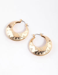 Gold Wide Triple Stripe Hoop Earrings - link has visual effect only