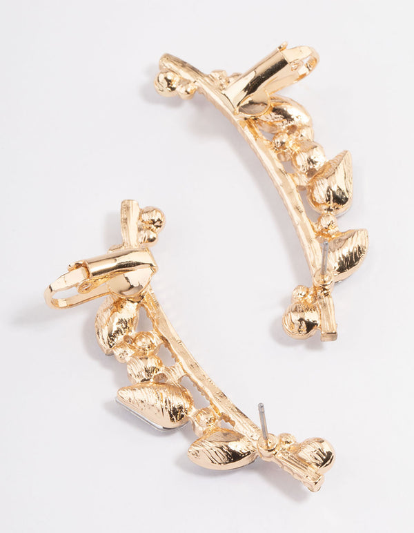 Gold Pear Diamante Ear Cuff